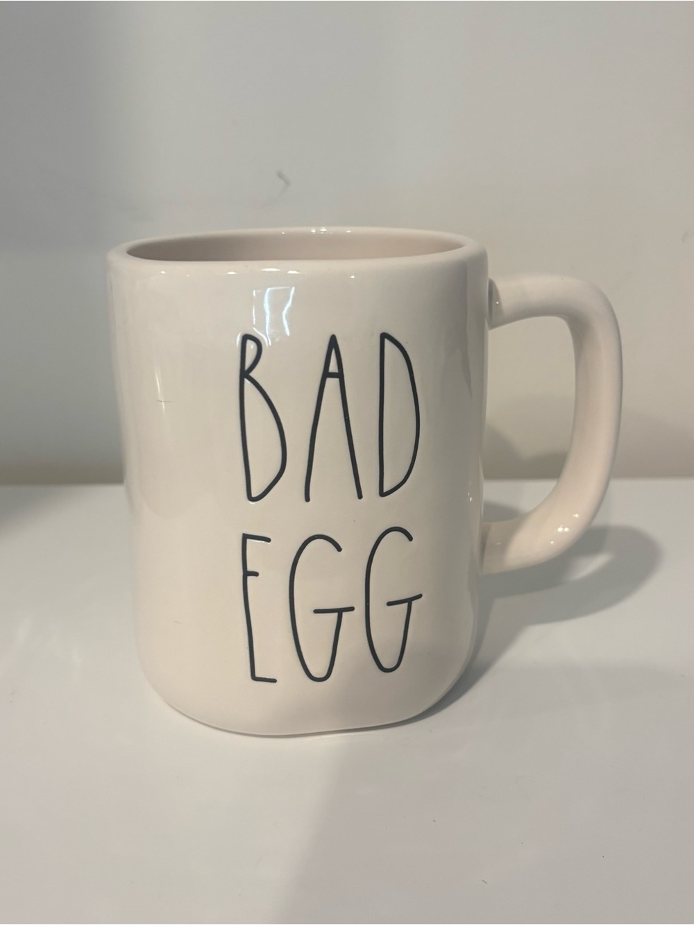 Rae Dunn Bad Egg White Ceramic Mug - BAD EGG